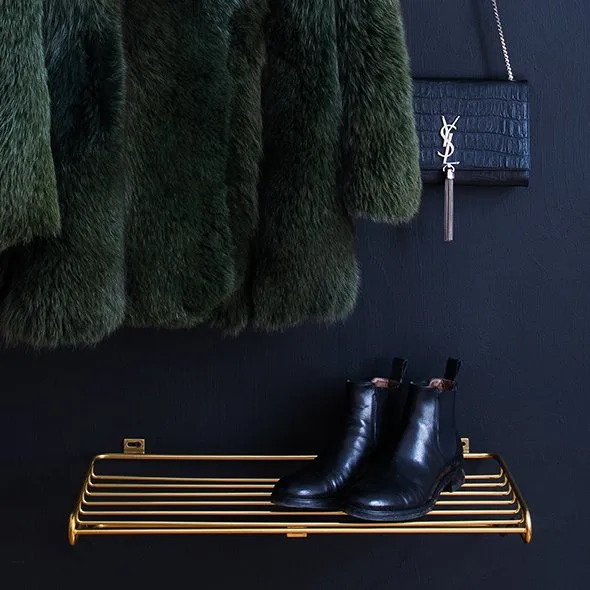 Maze shoe shelf, brass Maze