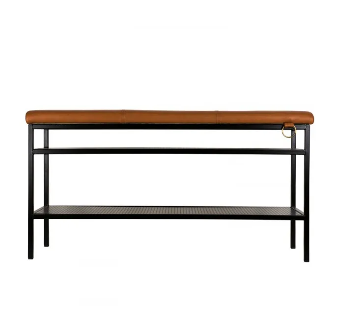 Nancy shoe shelf, Black-Cognac Maze