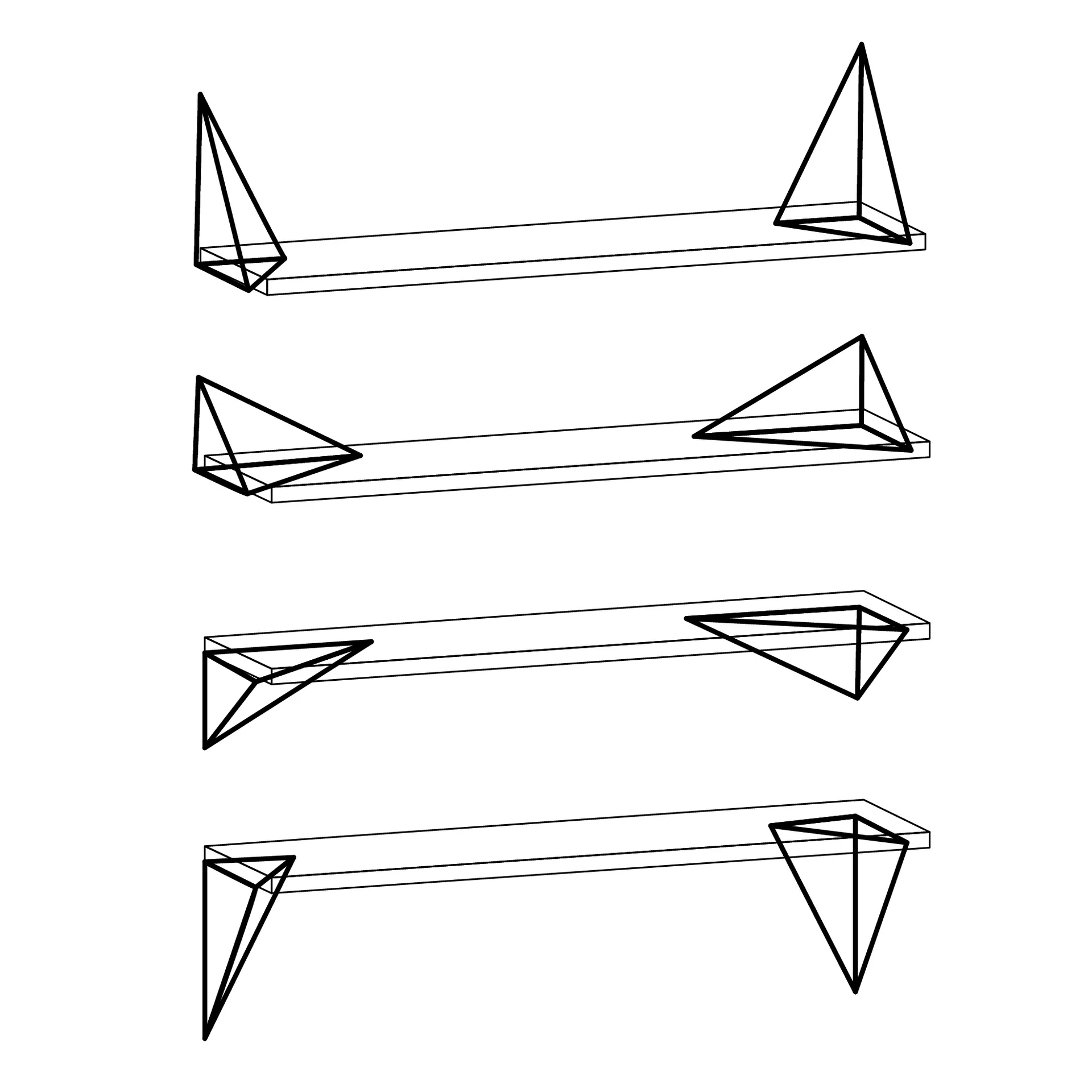 Pythagoras brackets, 2-pack, brass Maze