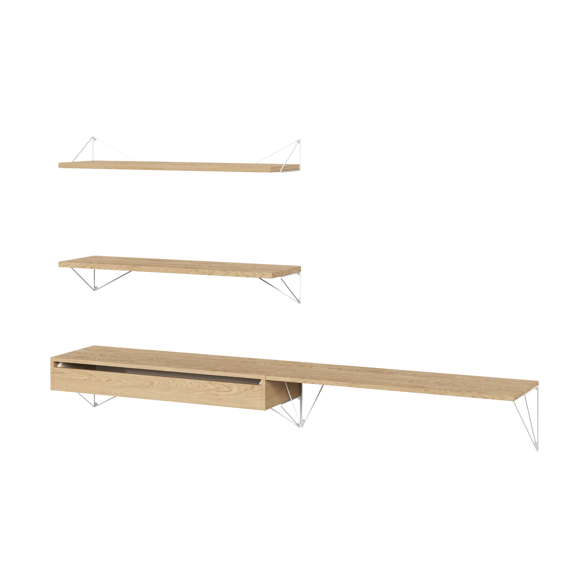 Pythagoras Bundle D shelving system oak-white,  Maze