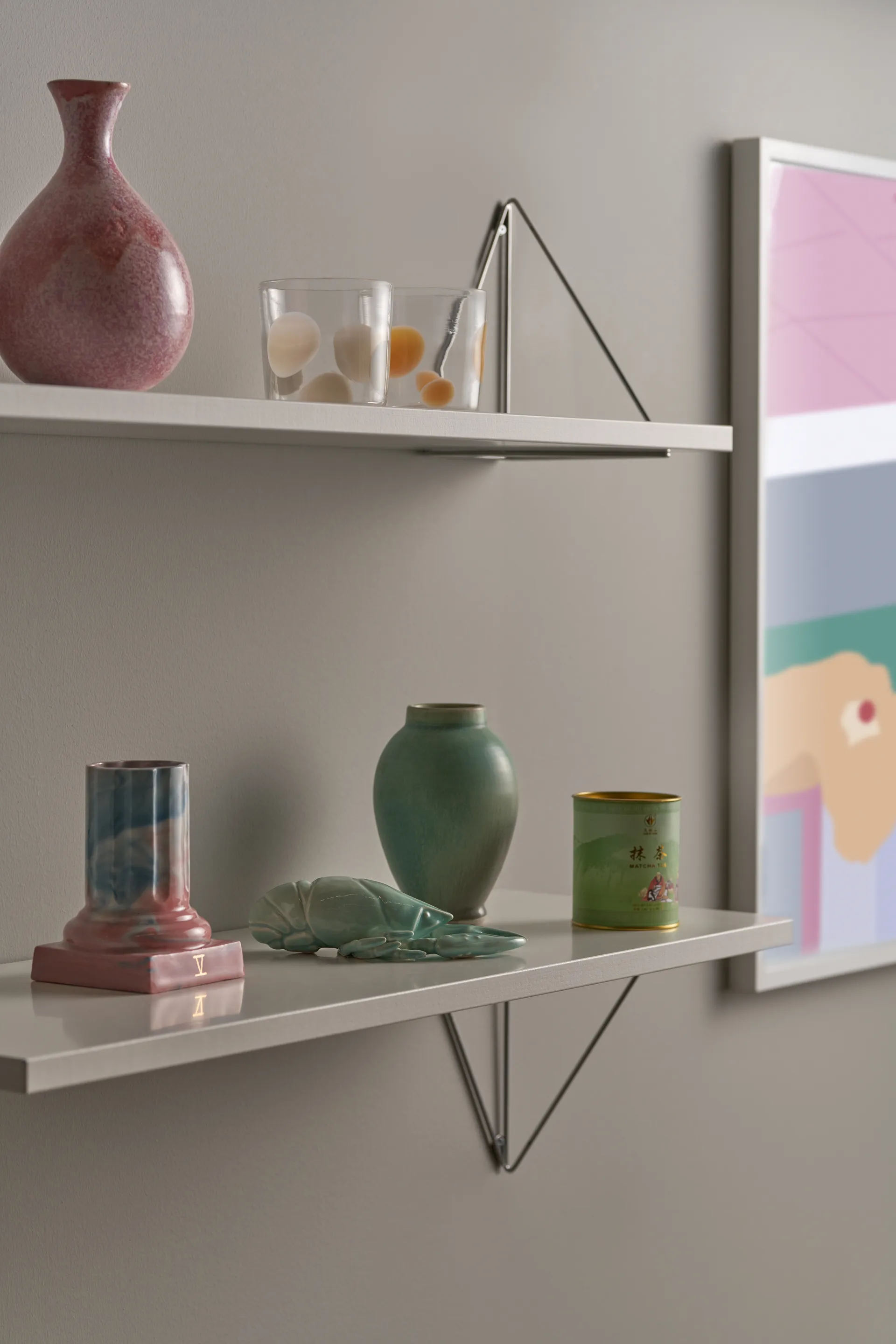 Pythagoras shelf, white-chrome, 20x80 cm,  Maze