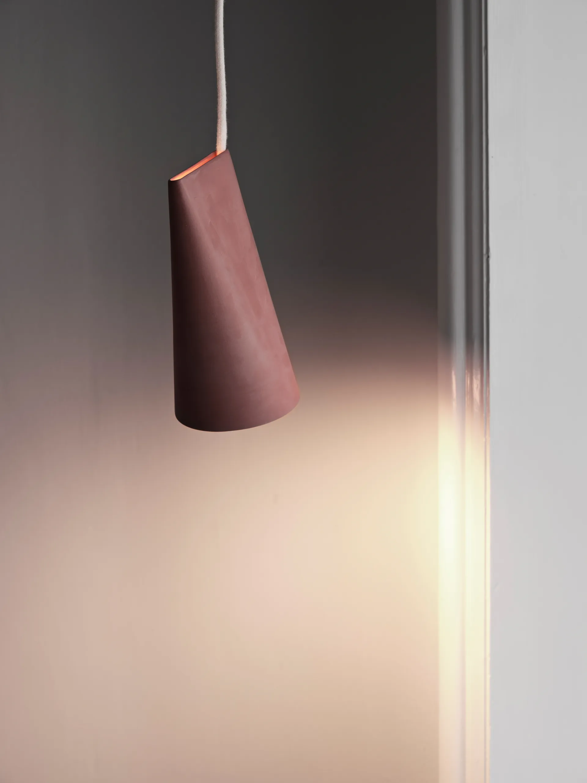 Ceiling lamp ceramic 11.2x22 cm, Terra Cotta, Wood MOEBE