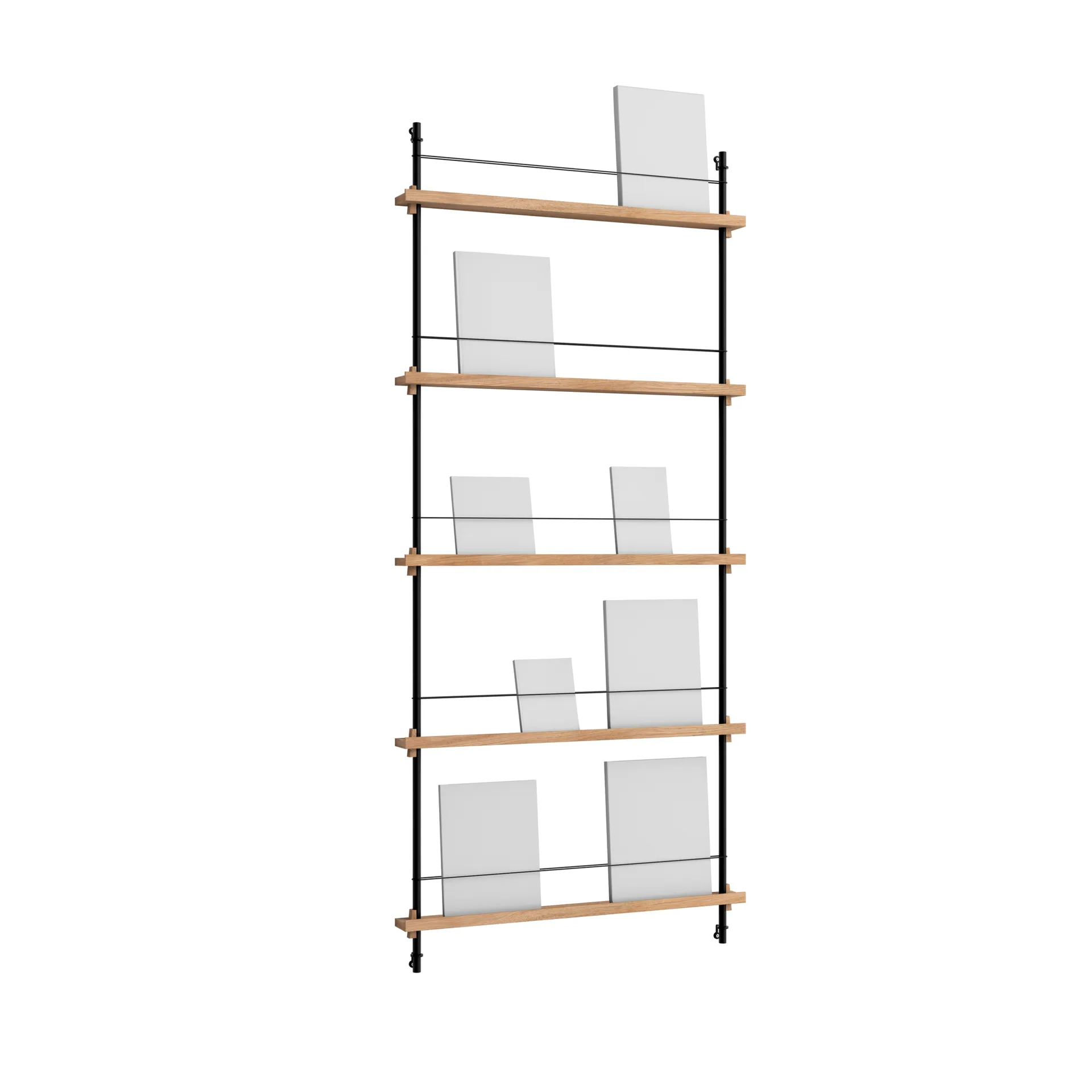 Magazine Shelving magazine rack, Oak-black, 85x180x7 cm, MS.180.1 MOEBE