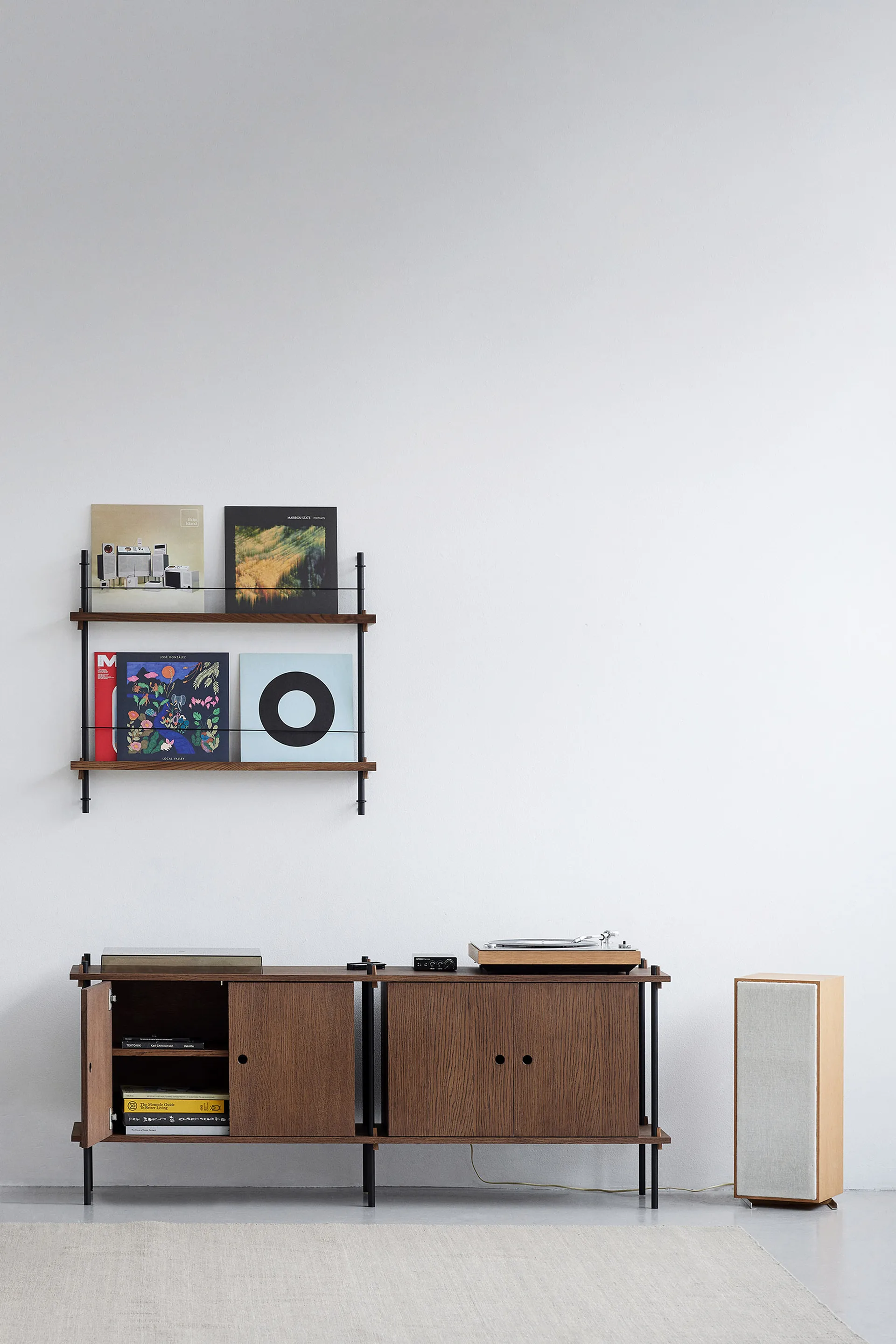 Magazine Shelving magazine rack, Oak-black, 85x180x7 cm, MS.180.1 MOEBE