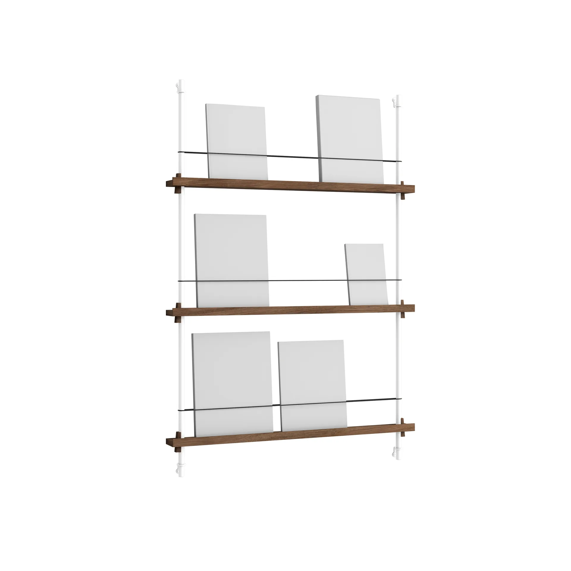 Magazine Shelving magazine rack, Smoked oak-white, 85x115x7 cm, MS.115.1 MOEBE