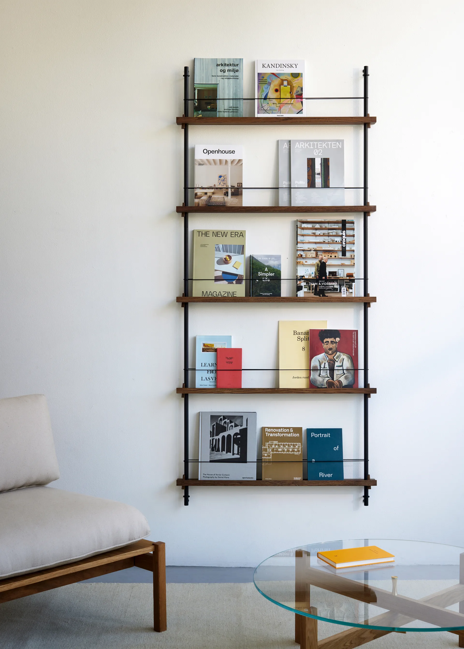 Moebe magazine rack, Smoked oak-black MOEBE