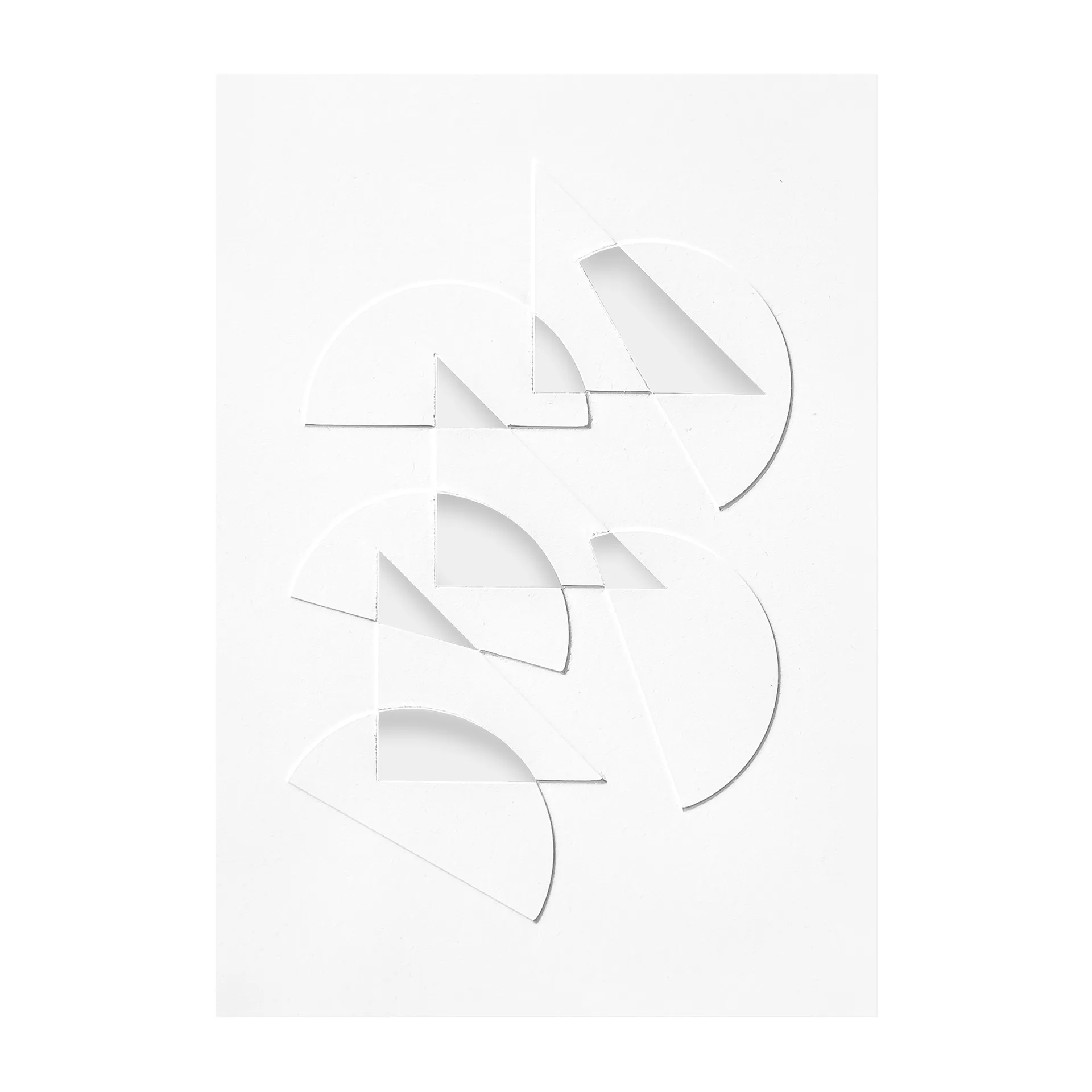 Relief artwork half moons & triangles 14.8x21 cm, Off White MOEBE