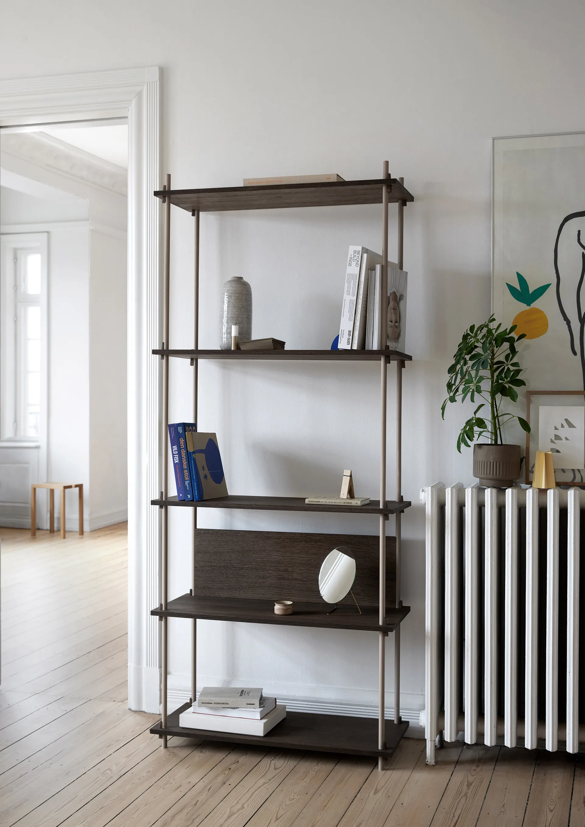 Shelving System classic shelf, Smoked oak-black, 86x200x35 cm, S.200.1.A MOEBE