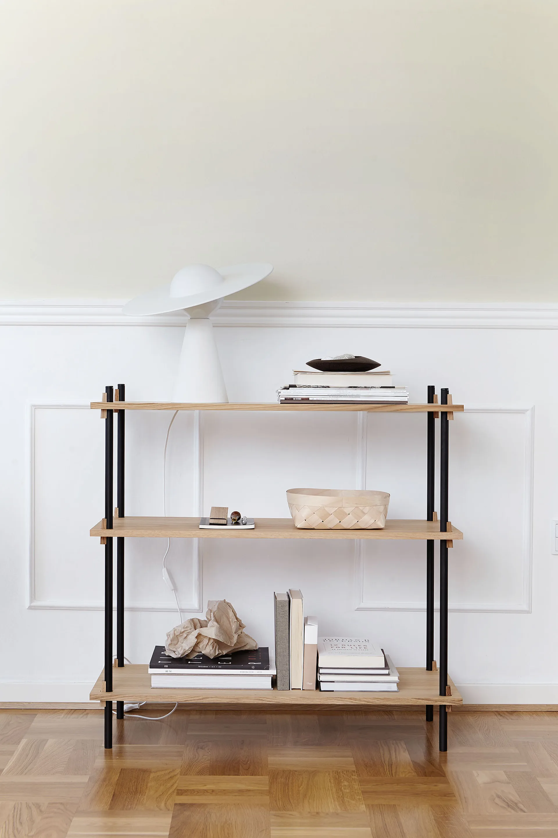 Shelving System classic shelf, Smoked oak-black, 86x200x35 cm, S.200.1.A MOEBE