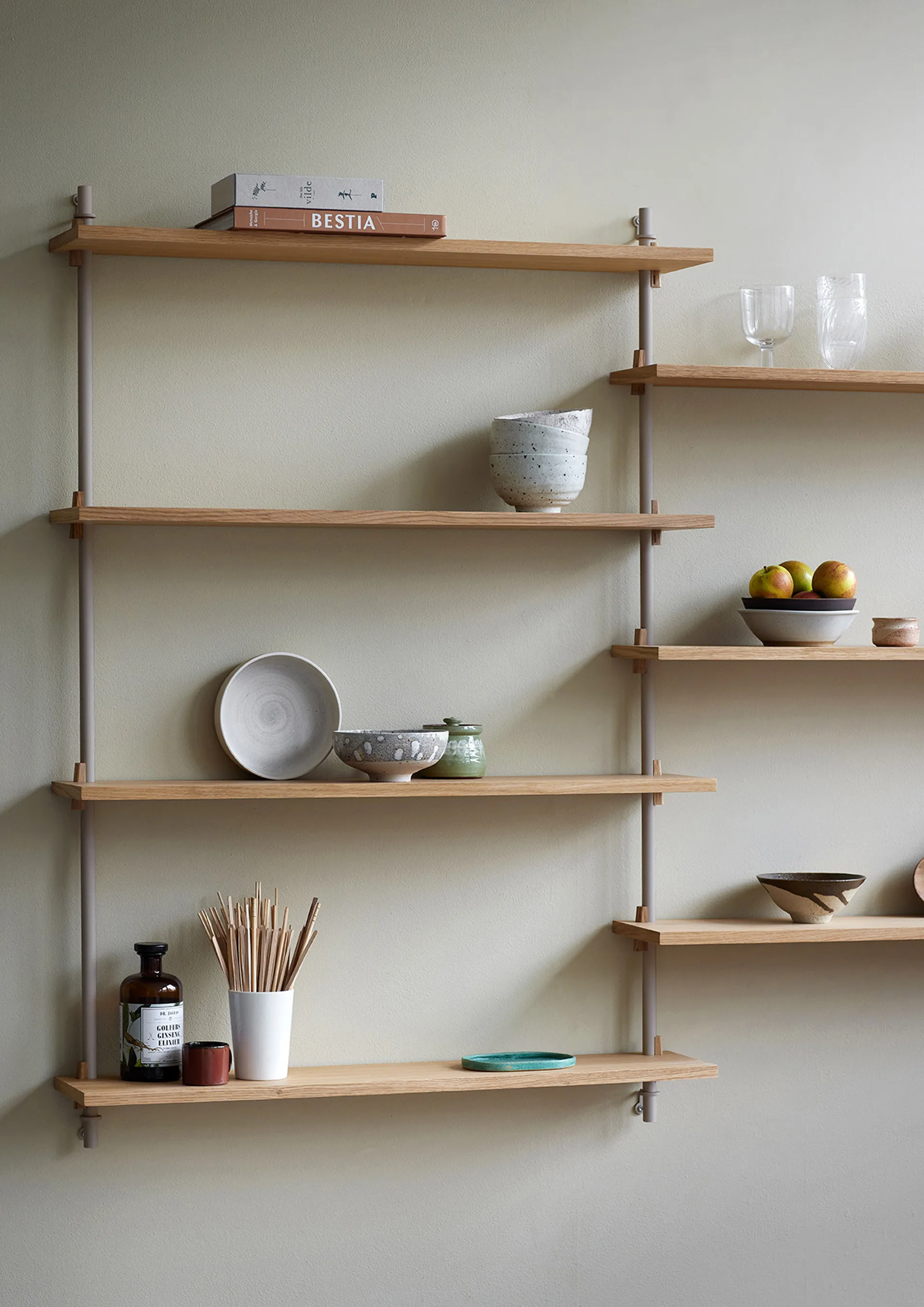 Wall Shelving wall shelf, Oak-warm grey, 92x85x17.5 cm, WS.85.1 MOEBE
