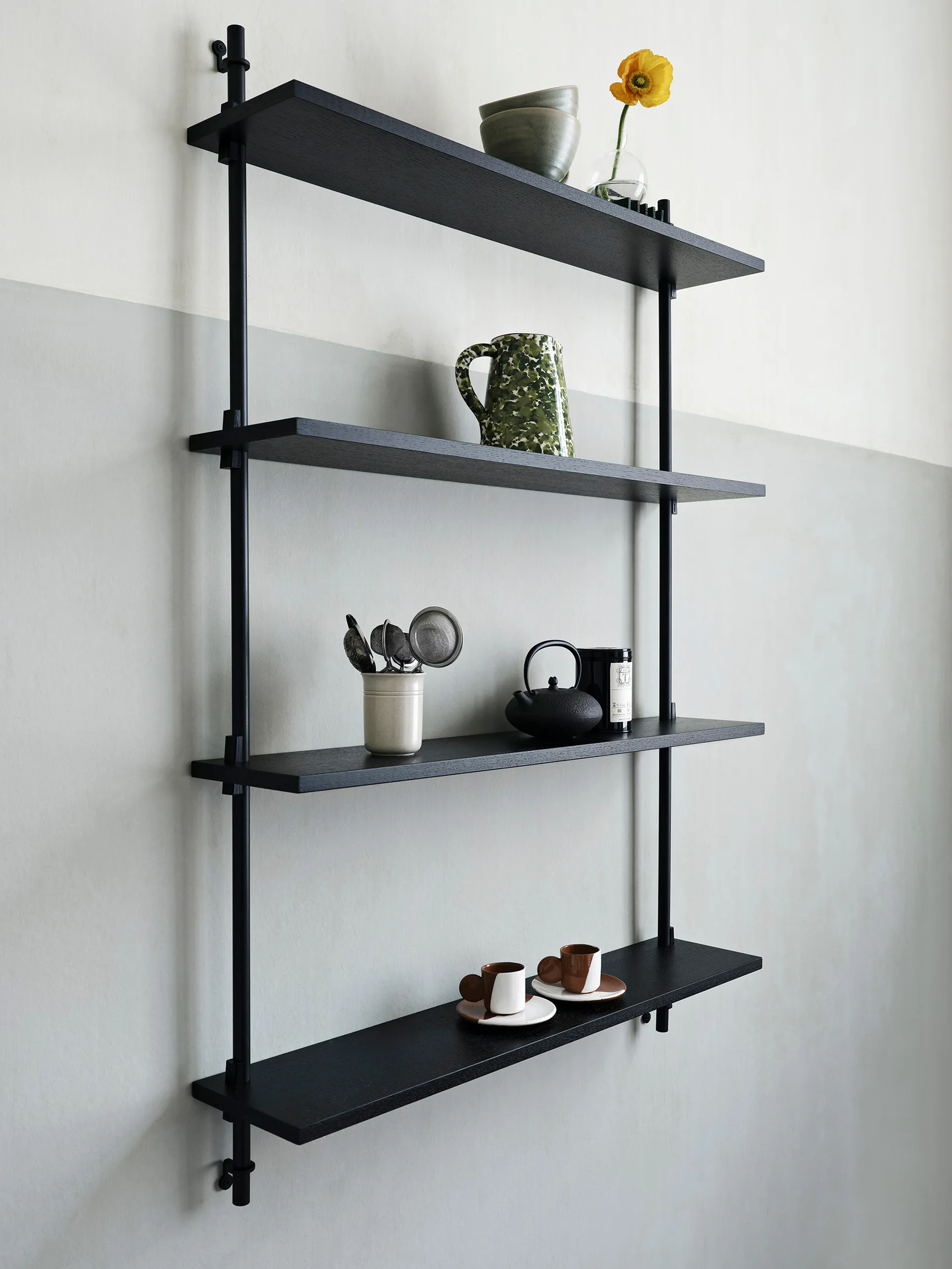 Wall Shelving wall shelf, Smoked oak-warm grey, 92x115x17.5 cm, WS.115.1 MOEBE