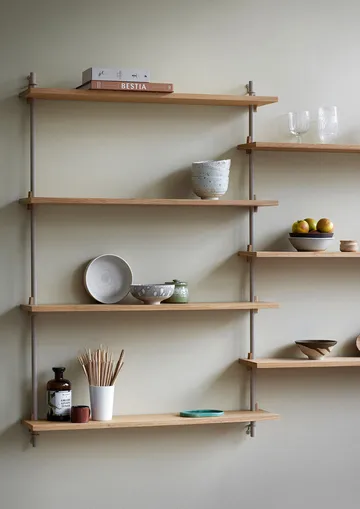 Wall Shelving wall shelf - Smoked oak-warm grey, 92x65x17.5 cm, WS.65.1 - MOEBE