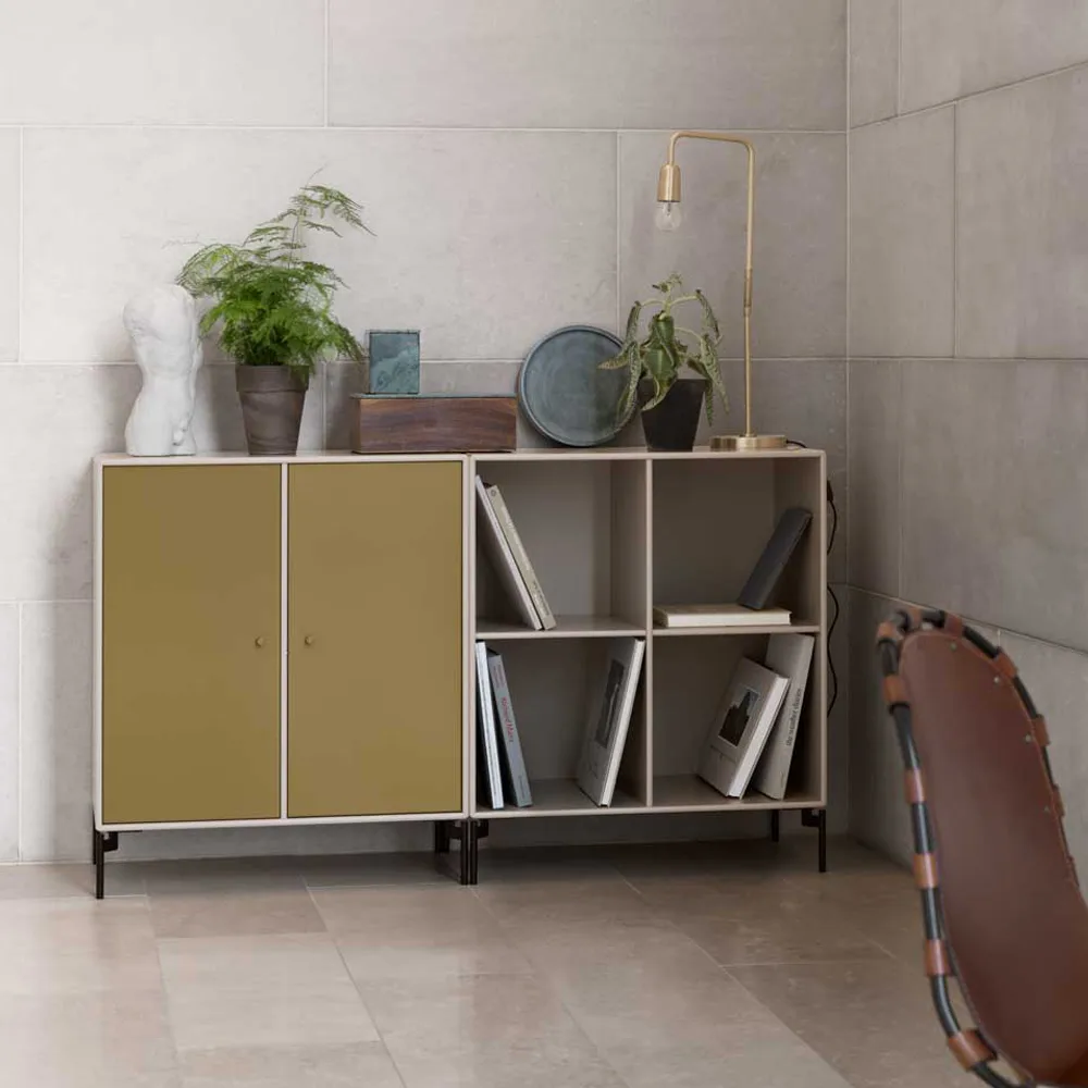 Pair side table, Anthracite 04, white lacquered legs Montana