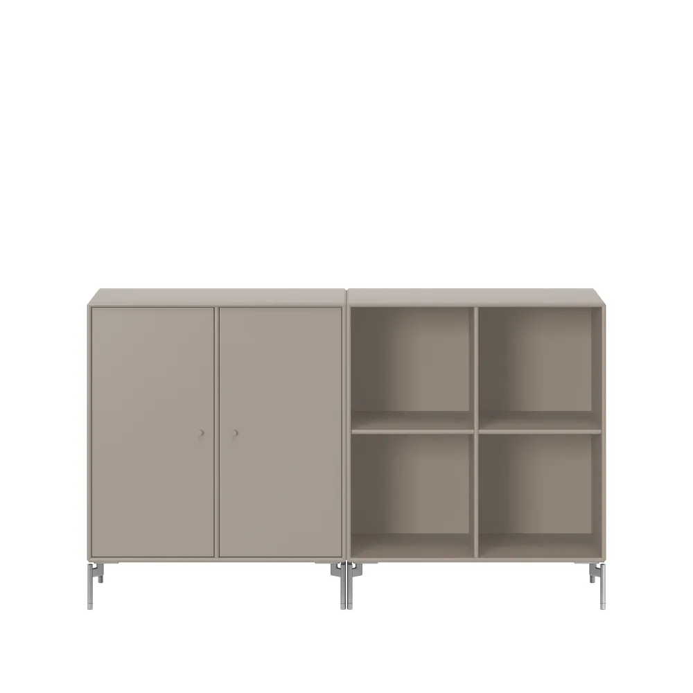 Pair side table, Truffle 141, chrome legs Montana
