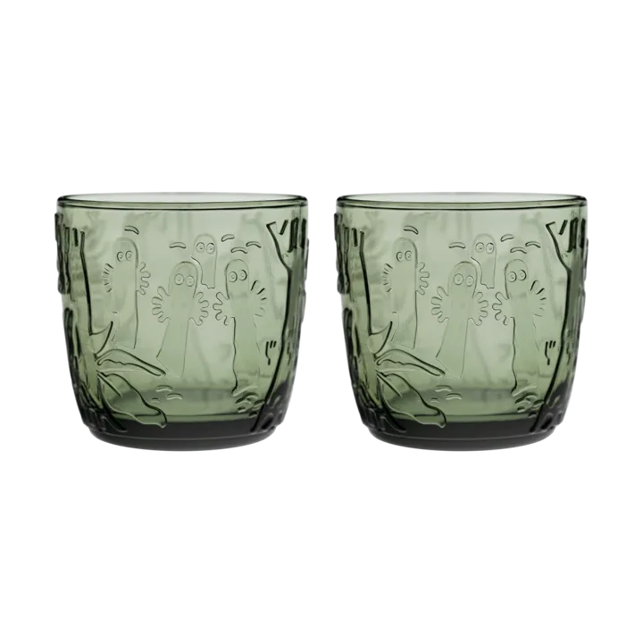 Moomin drinking glass 28 cl 2-pack - Pine green - Moomin Arabia