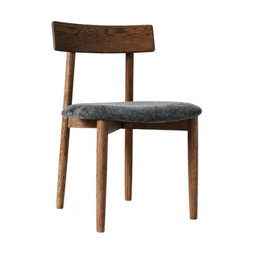 Tetra chair with padded seat - Granite coloured fabric-dark oiled oak - MUUBS