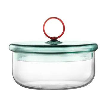 Loop low bowl with lid Ø15 cm - Klar-teal-amber - Muurla