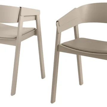 Cover chair upholstered seat - Refine leather cognac-Oak - Muuto