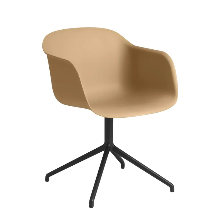 Fiber armchair swivel base office chair - Ochre-Black (plastic) - Muuto
