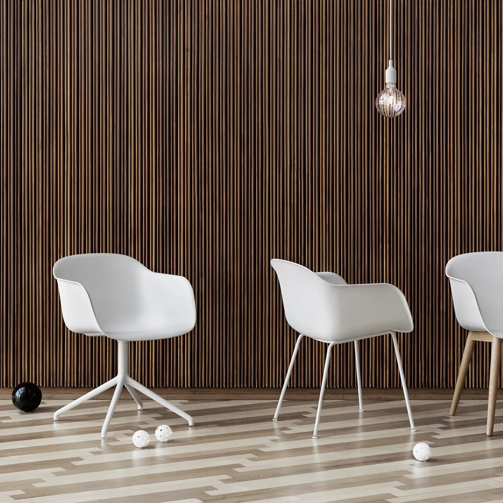 Fiber armchair tube base, Refine leather black-Black Muuto