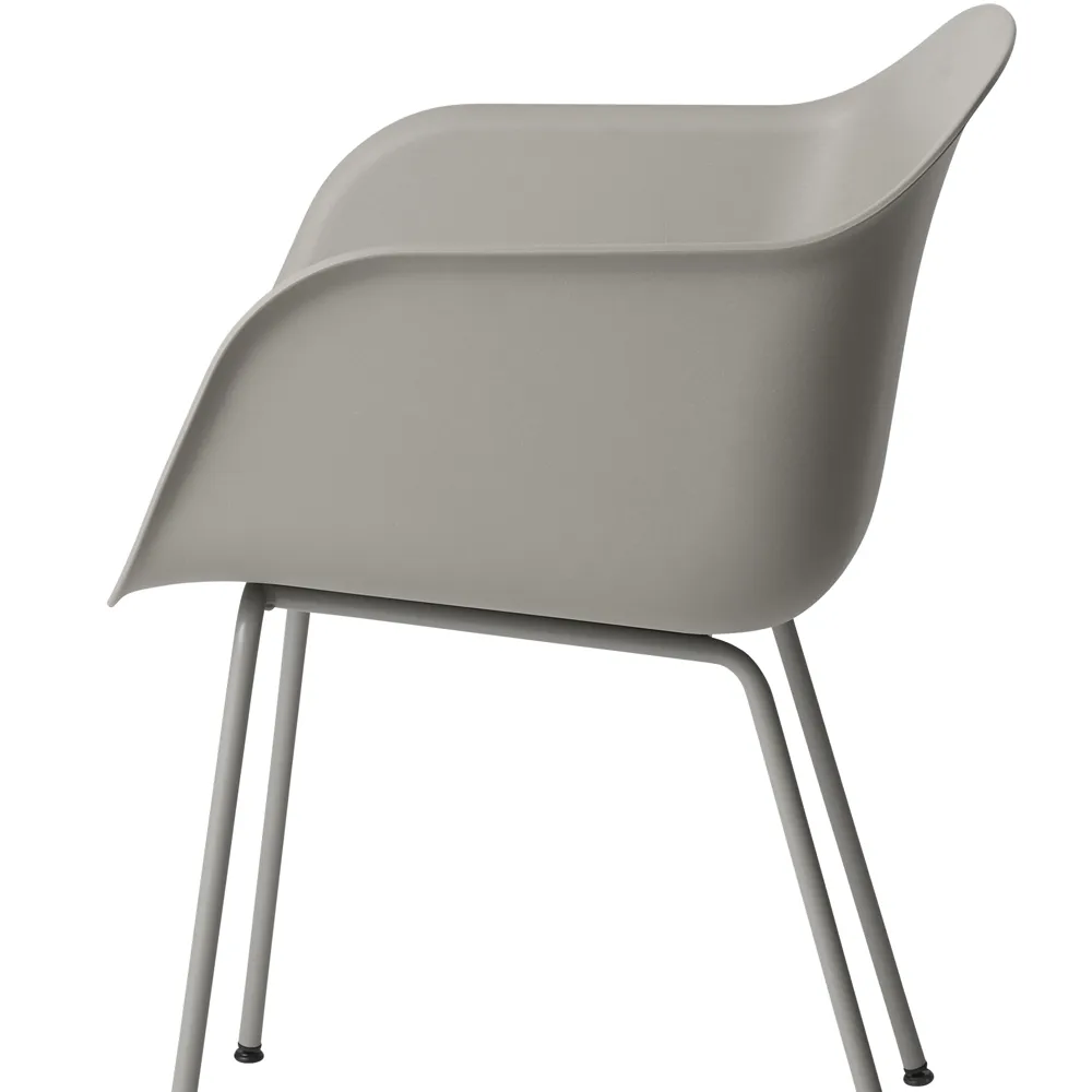 Fiber armchair tube base, Refine leather black-Black Muuto