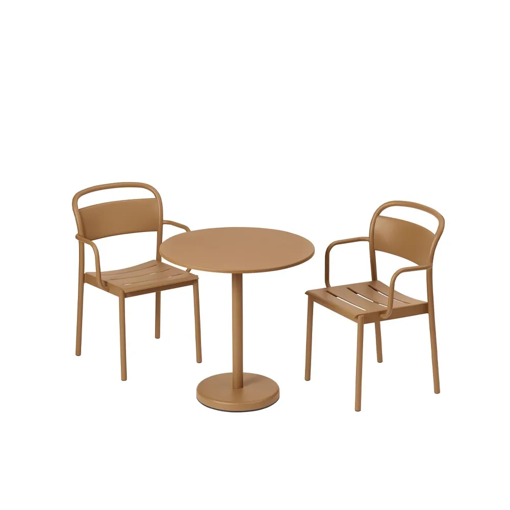 Linear steel table Ø70 cm, Burnt orange Muuto