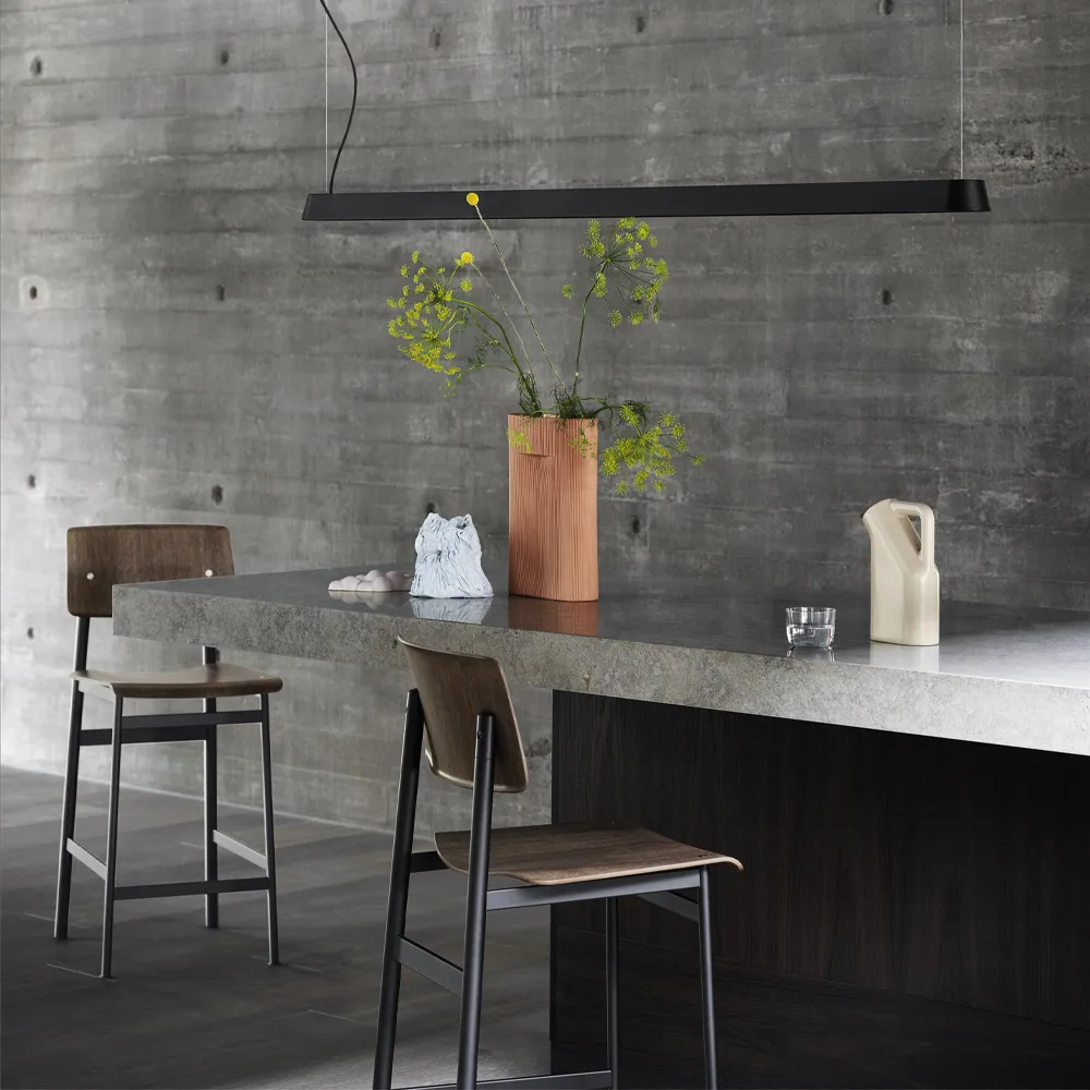 Loft barstool, Oak, low, black steel legs Muuto