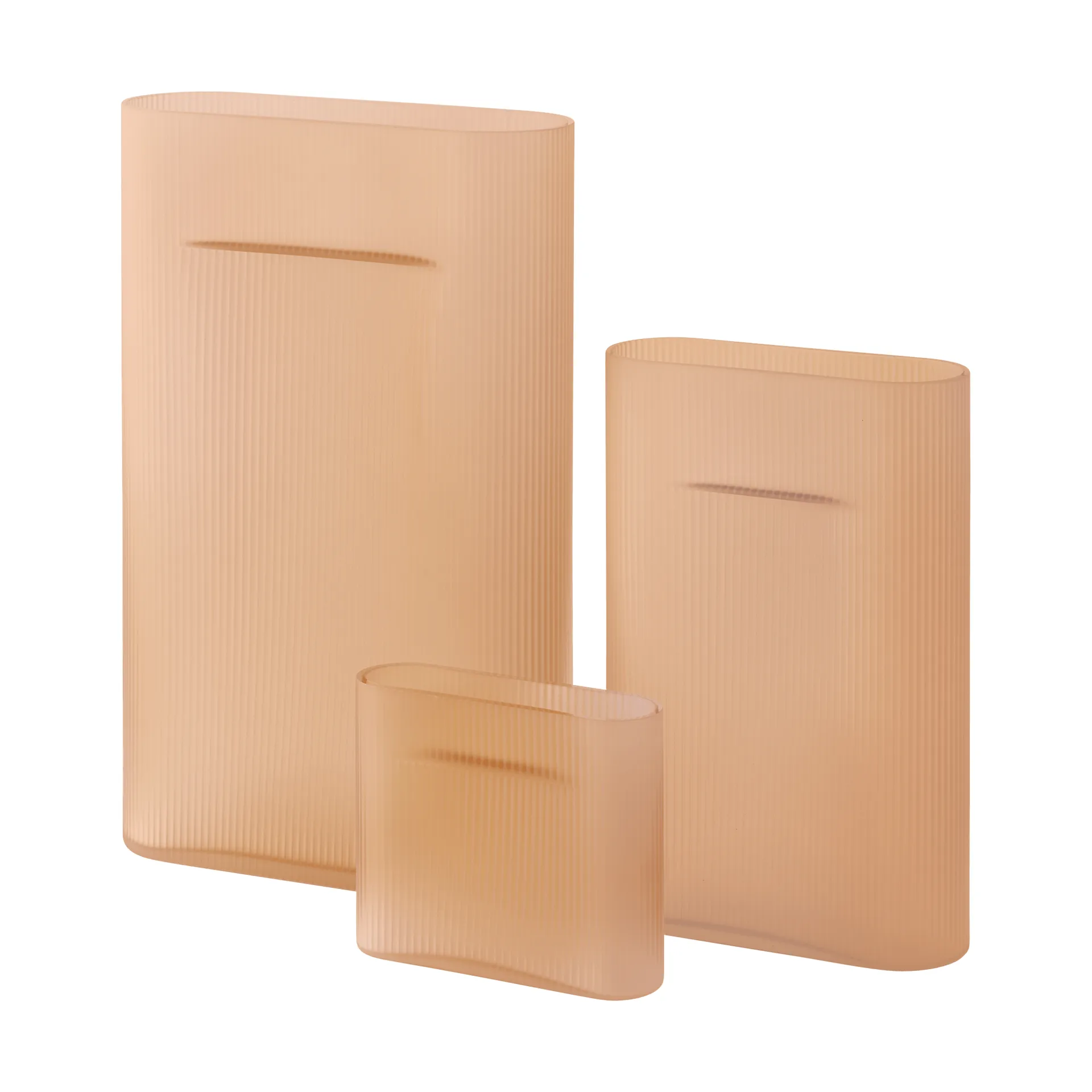Ridge vase frosted glass 16,5 cm, Light orange Muuto