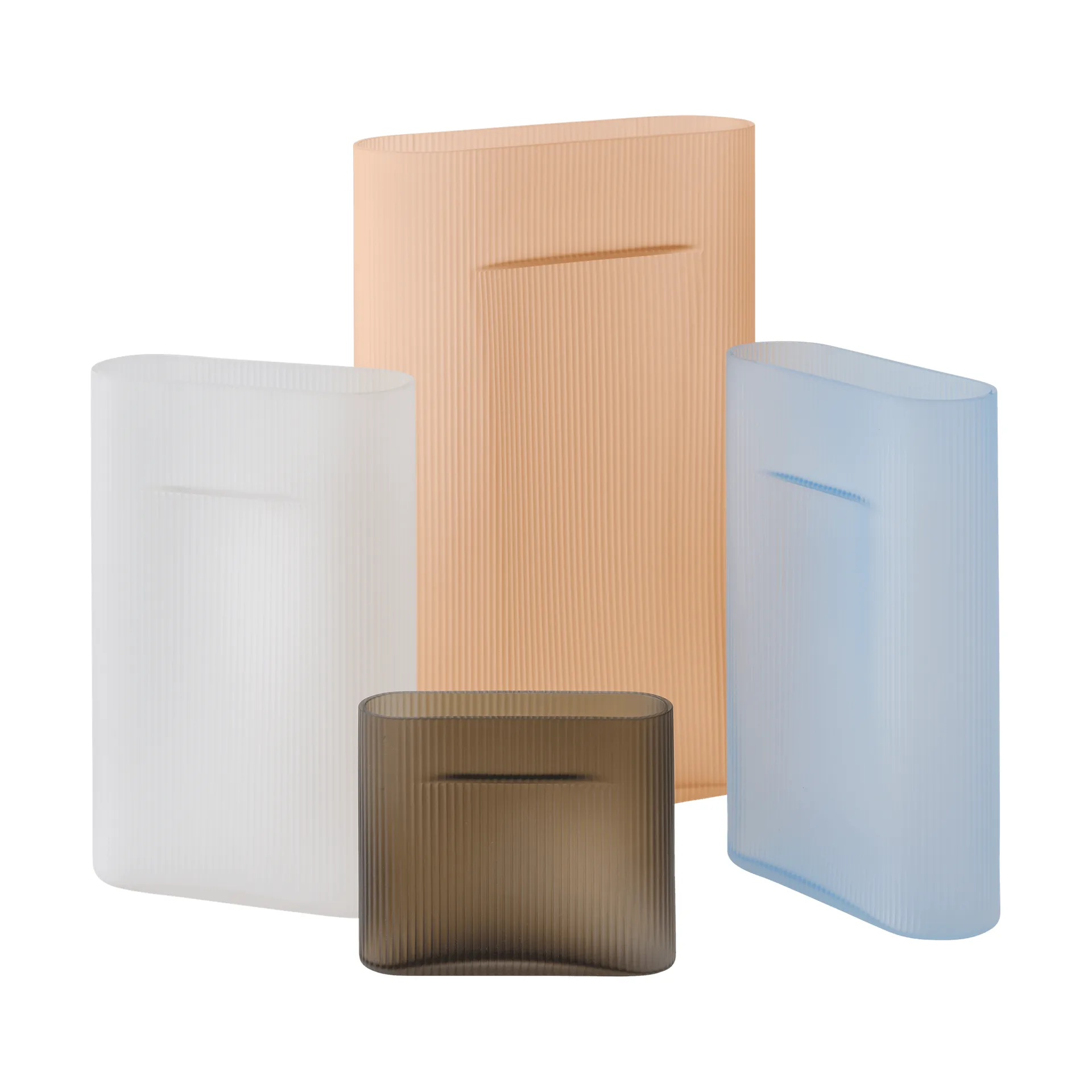 Ridge vase frosted glass 35 cm, Light orange Muuto