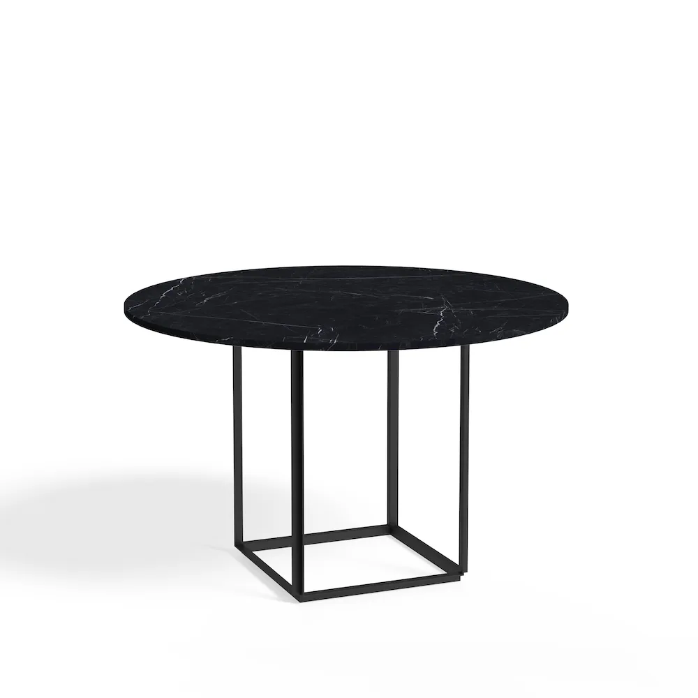 Florence round dining table, Black marquina marble. ø120 cm. black stand New Works