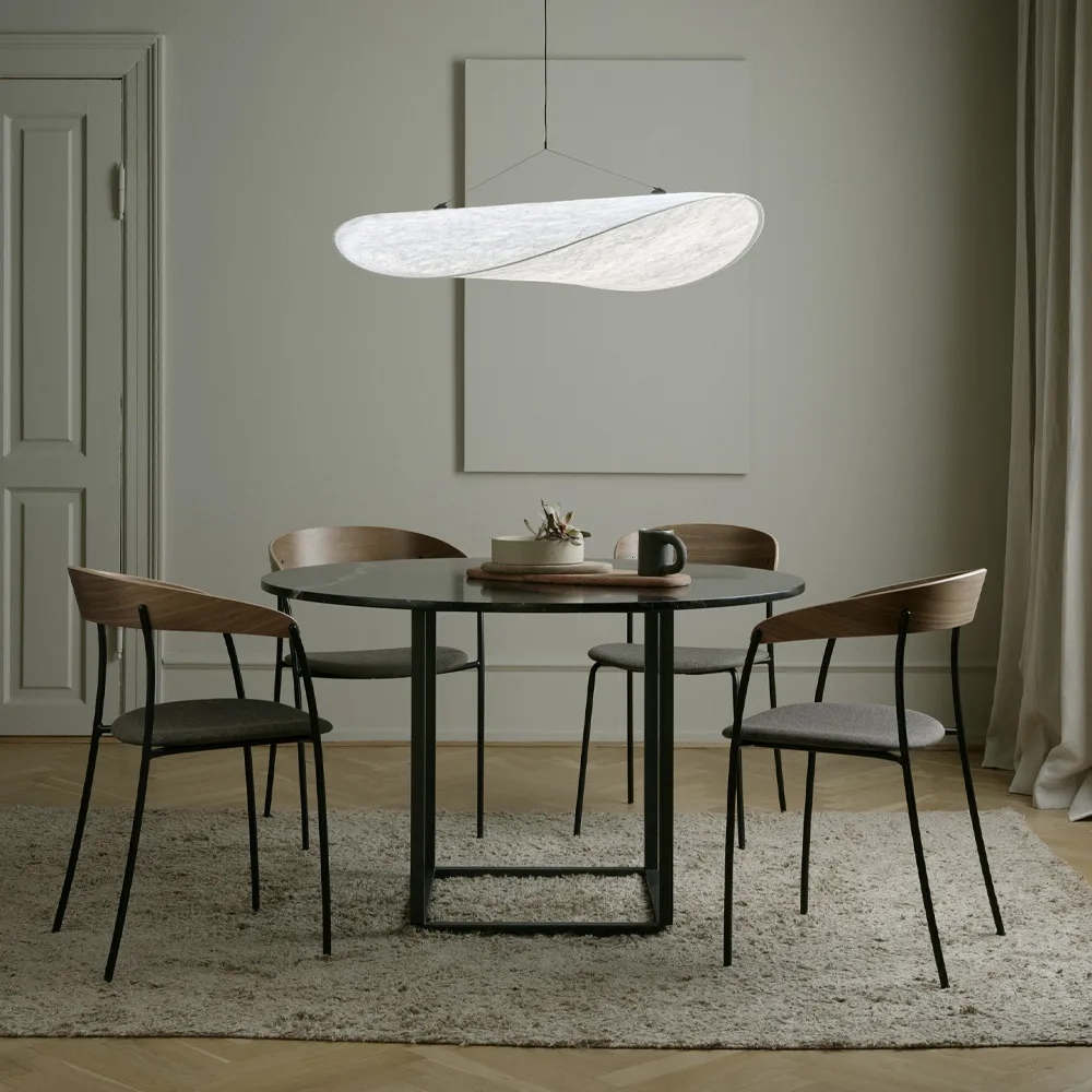 Florence round dining table, Black marquina marble. ø120 cm. black stand New Works