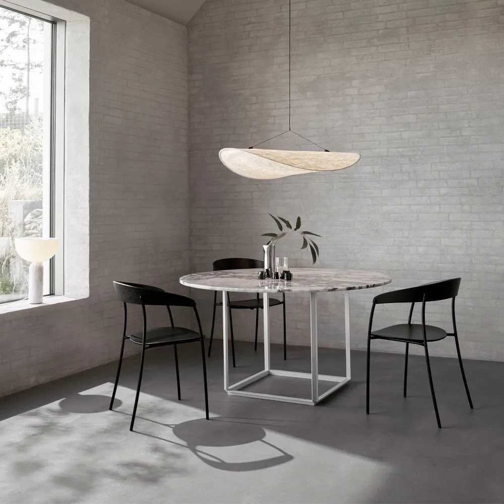 Florence round dining table, Black marquina marble. ø120 cm. black stand New Works