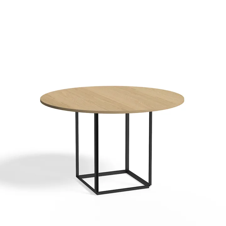 Florence round dining table - Natural oak. ø120 cm. black stand - New Works