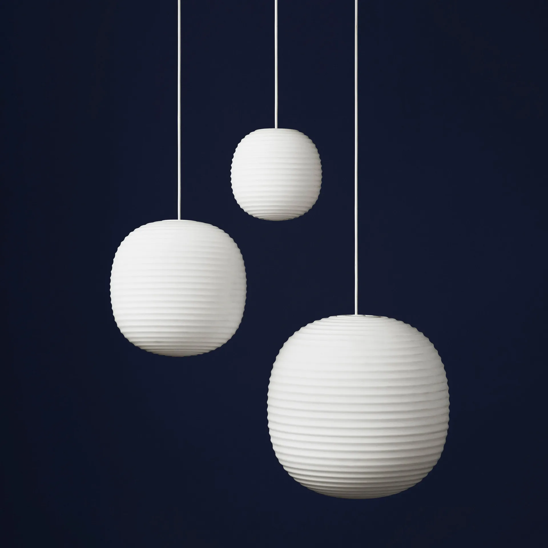 Lantern pendant lamp small, Frosted white opal glass New Works