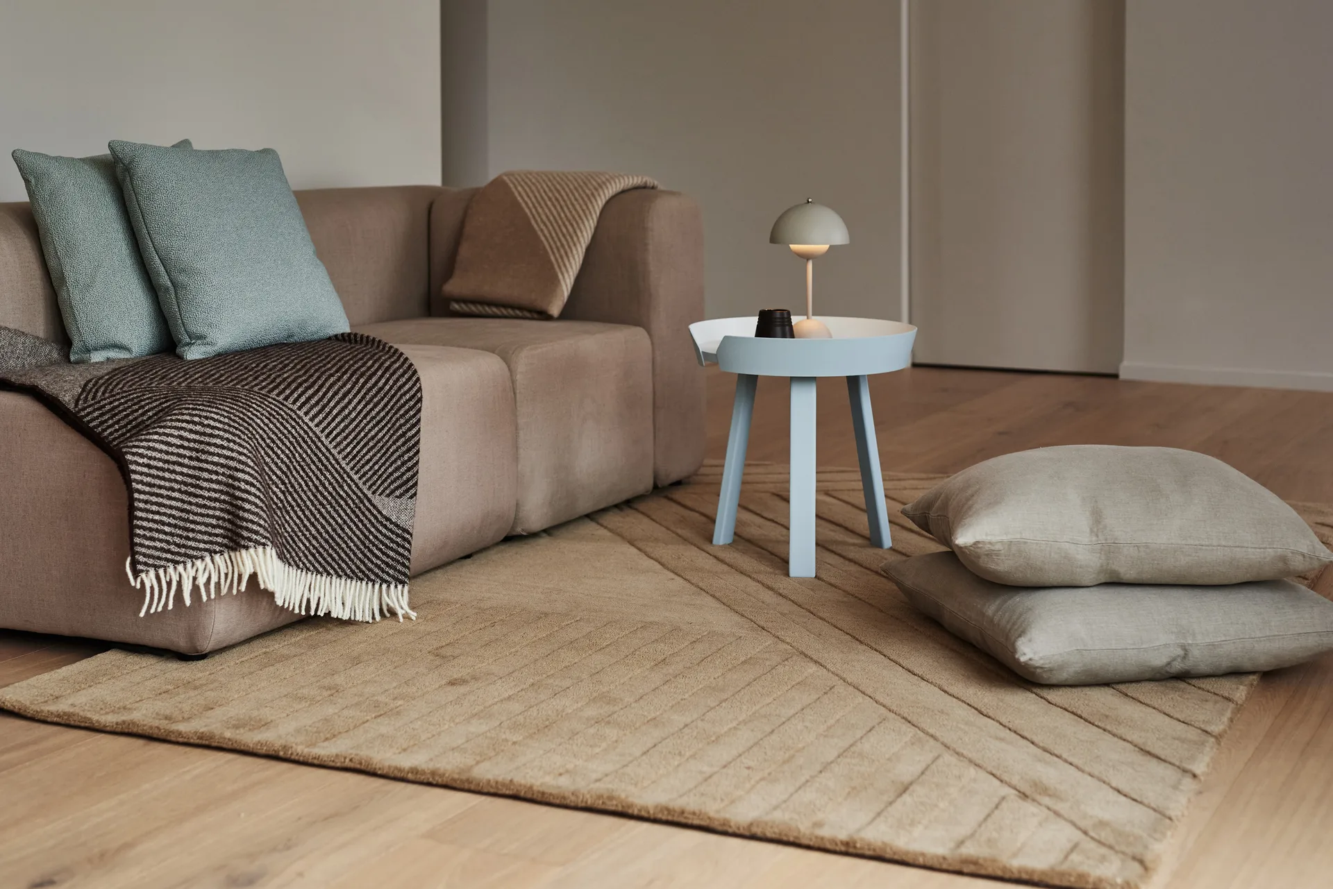 Levels Stripes wool rug, Beige, 170x240 cm NJRD