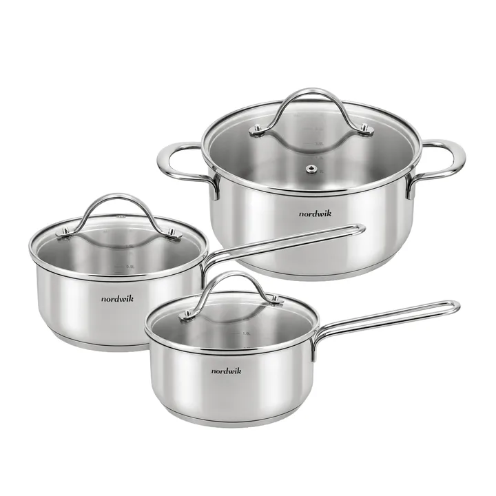 Nordwik cookware set with glass lids - 3 pieces - Nordwik