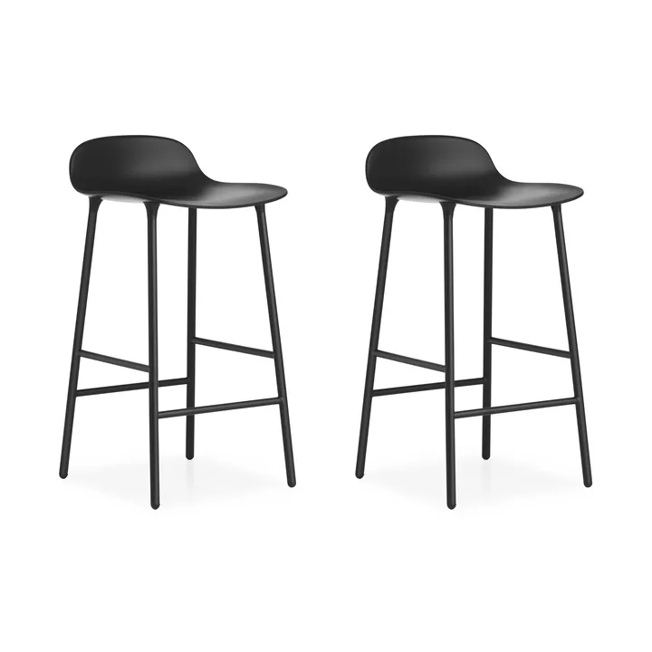 Form Chair bar stool metal legs, Black, 2-pack - Normann Copenhagen