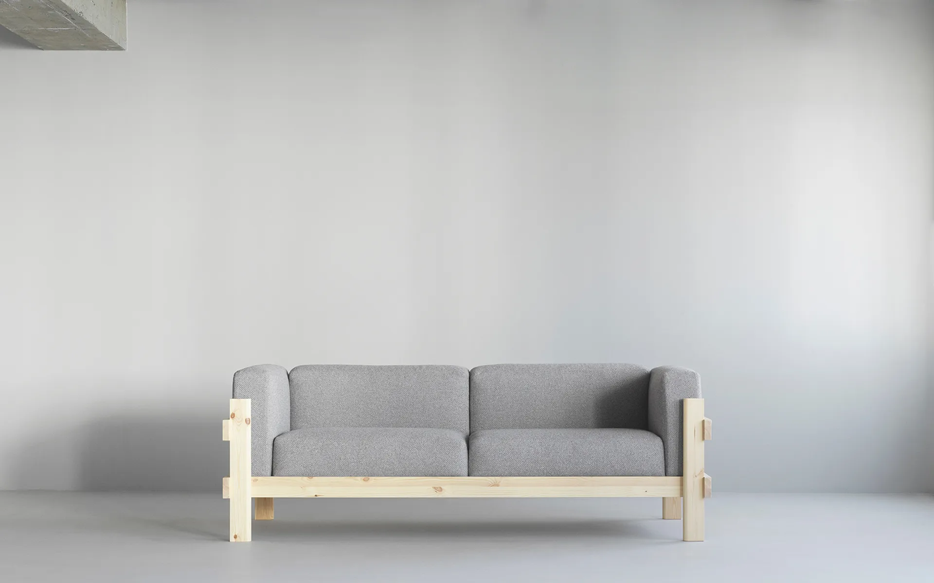 Kube sofa, Lacquered pine-fabric Remix 356 Brown, 220 cm Normann Copenhagen
