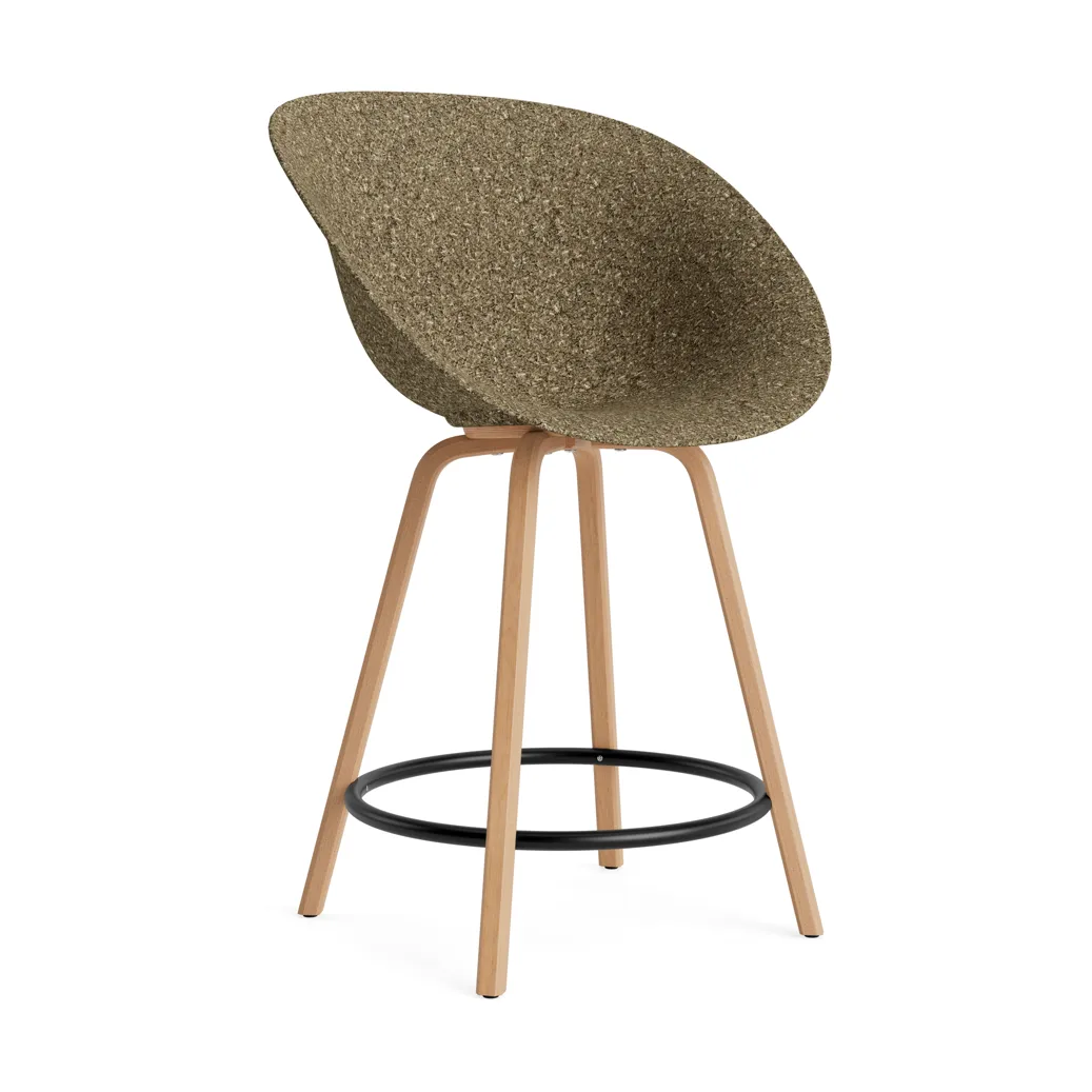 Mat Bar Armchair bar stool 65 cm, Seaweed-beech-black steel Normann Copenhagen