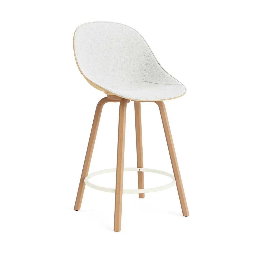 Mat Bar Chair bar stool front upholstered 65 cm, Hallingdal 110-hemp-beech-cream steel Normann Copenhagen