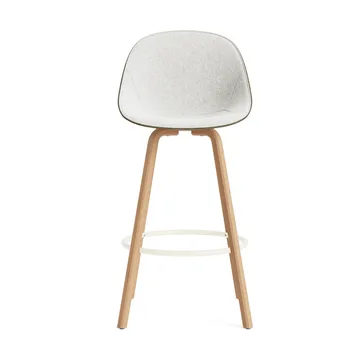 Mat Bar Chair bar stool front upholstered 75 cm - Hallingdal 110-seaweed-beech-cream steel - Normann Copenhagen