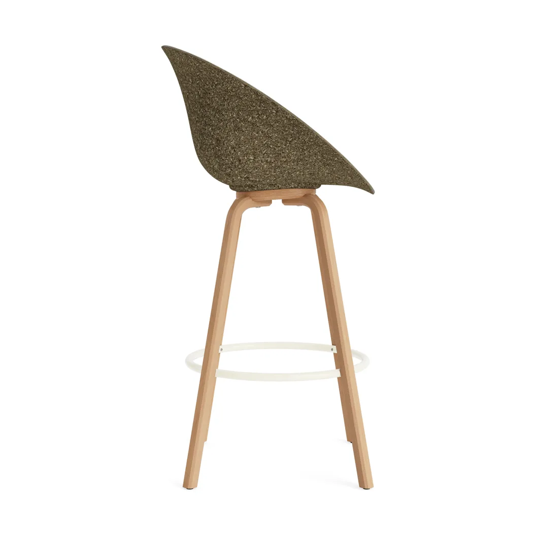 Mat Bar stool front-upholstered 75 cm, Hallingdal 110-seaweed-beech-cream steel Normann Copenhagen