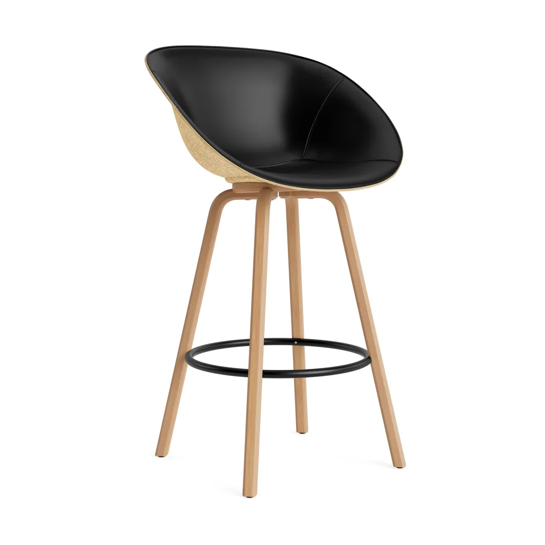 Mat Bar stool front-upholstered 75 cm, Ultra 41599-hemp-beech-black steel Normann Copenhagen