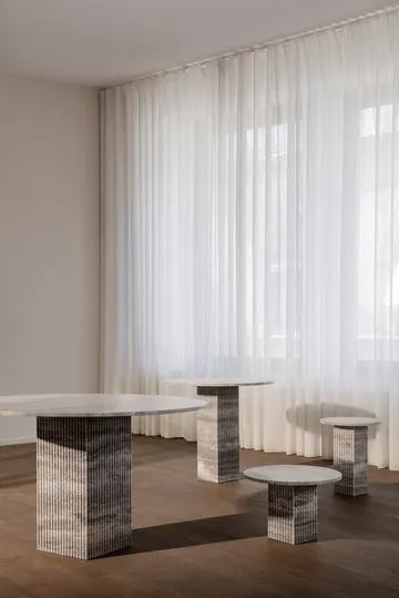 Soho dining table - Silver travertine, Ø120x72 cm - NORR11