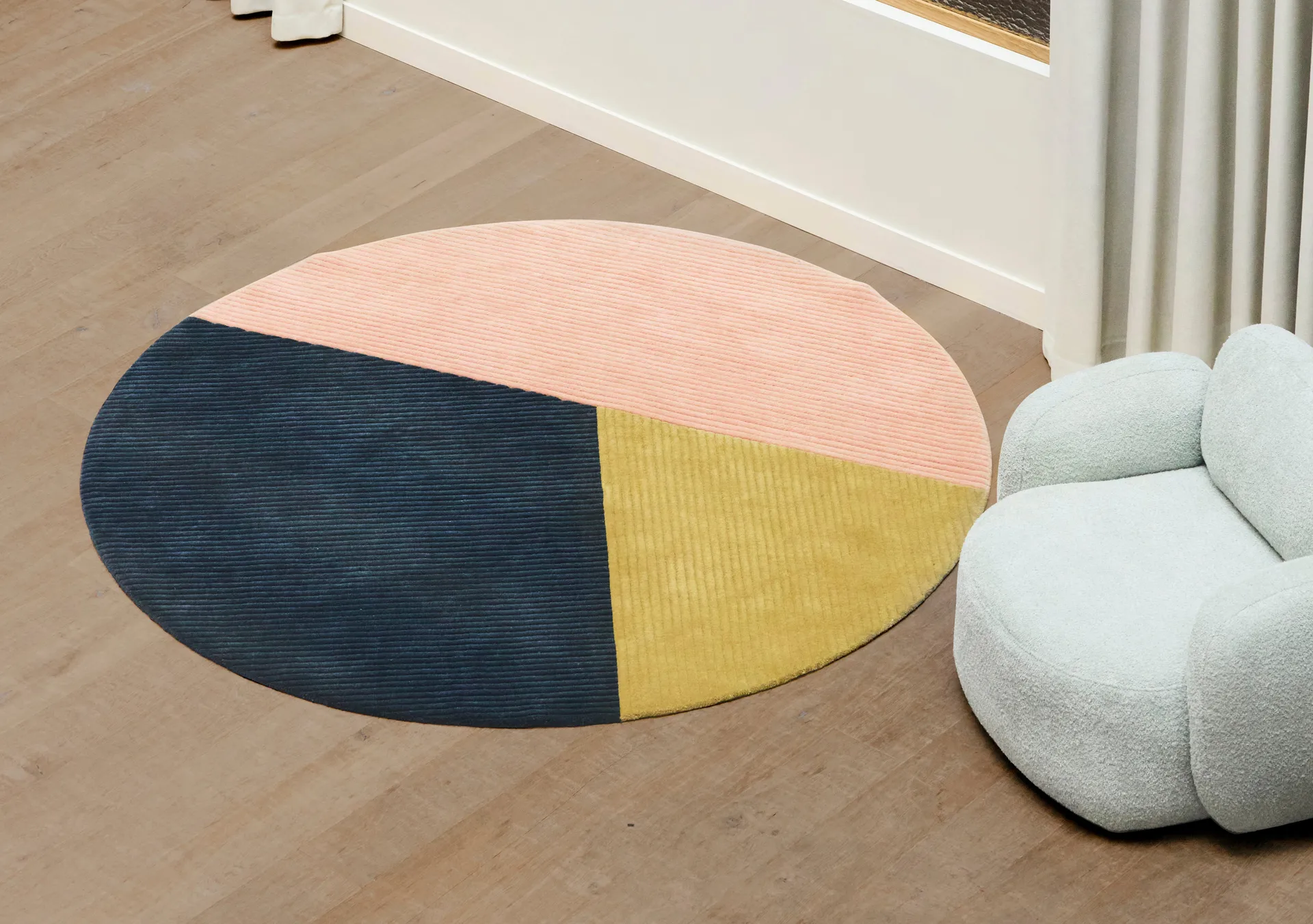 Row rug round Ø200 cm, Trio Northern