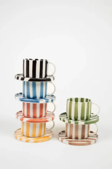 Monica cup with saucer 4-pack - Yellow - Olsson & Jensen
