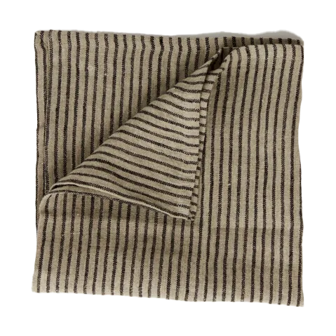Stripe linen napkin 45x45 cm - Black Sand - Olsson & Jensen