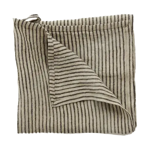 Stripe tea towel linen 45x65 cm, Black-sand Olsson & Jensen