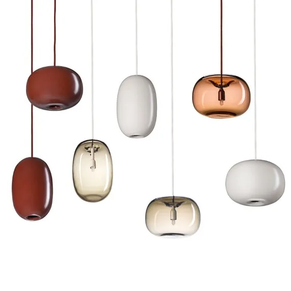 Pebble pendant elongated, warm grey-glass Örsjö Belysning
