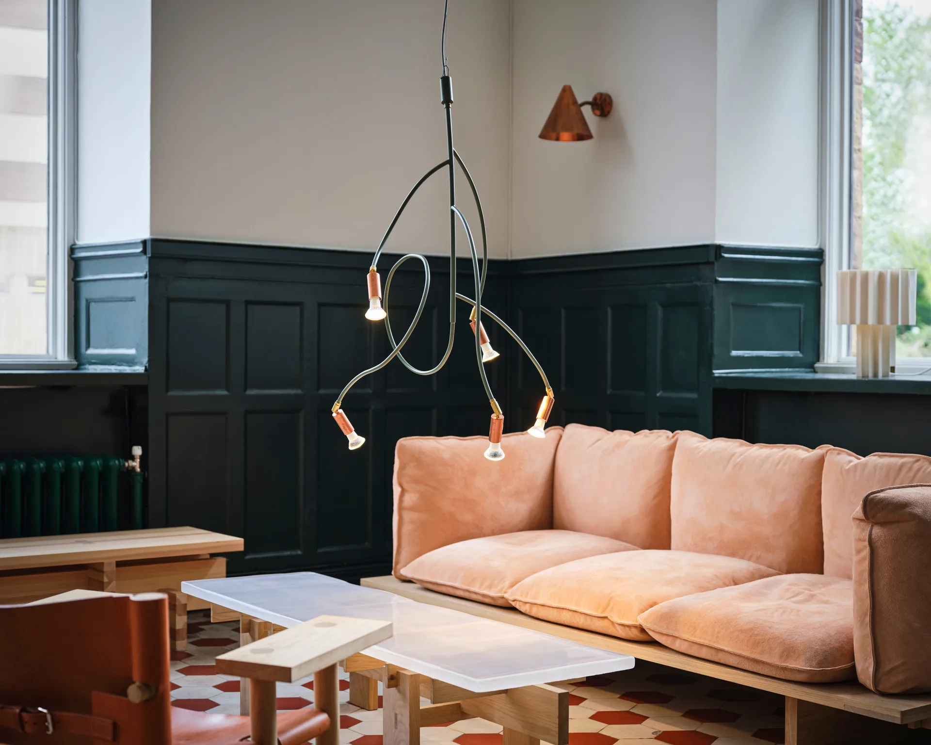 Ranka 5 ceiling lamp, Olive green Örsjö Belysning